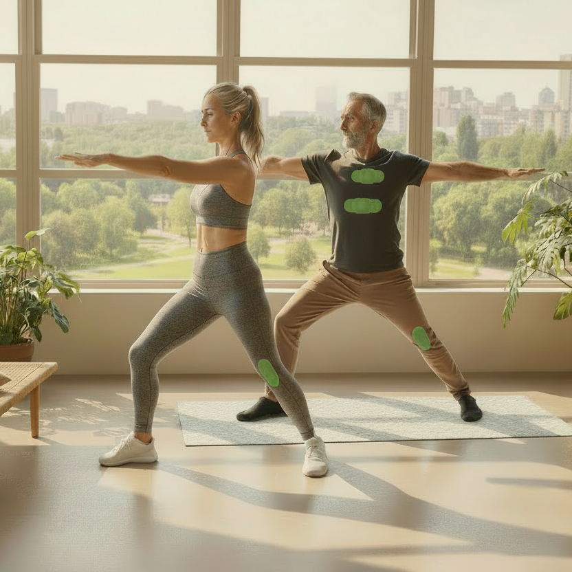 Couple mature avec patchs dos et genou